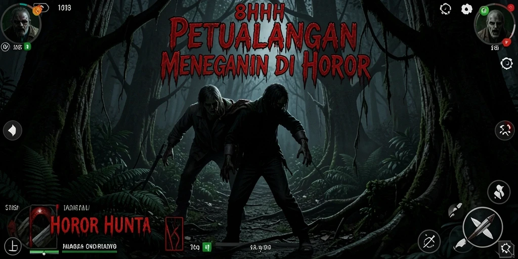 Tampilan antarmuka 8HHH yang menyeramkan dan menghadirkan kengerian hutan.
