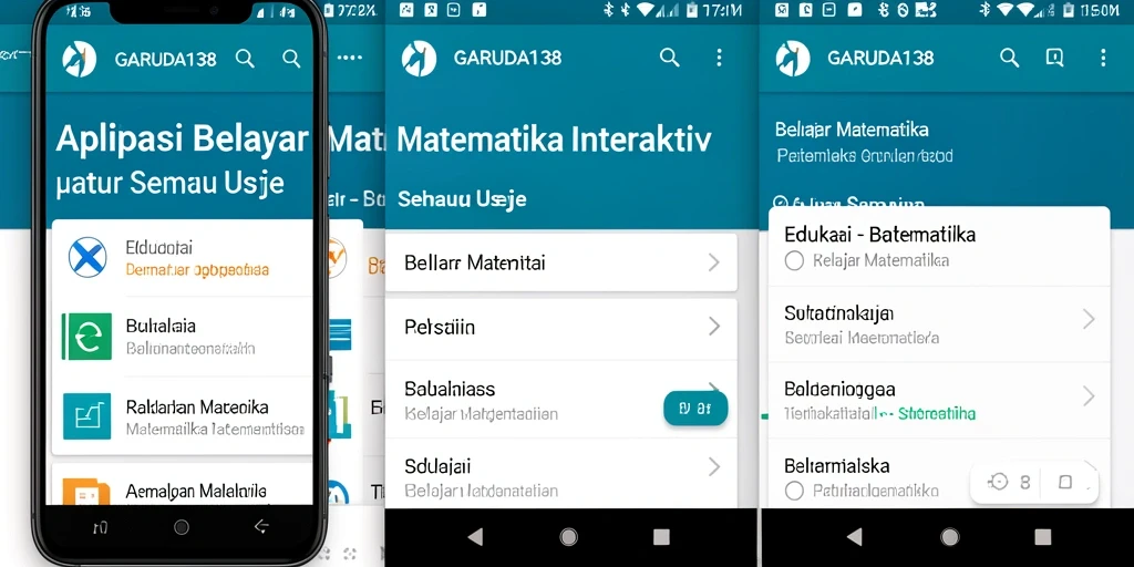 Tampilan antarmuka aplikasi GARUDA138 untuk belajar matematika.