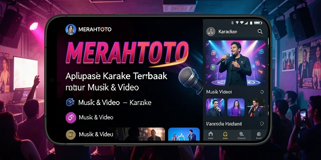Antarmuka pengguna MERAHTOTO dengan lirik karaoke yang jelas dan mudah diikuti.