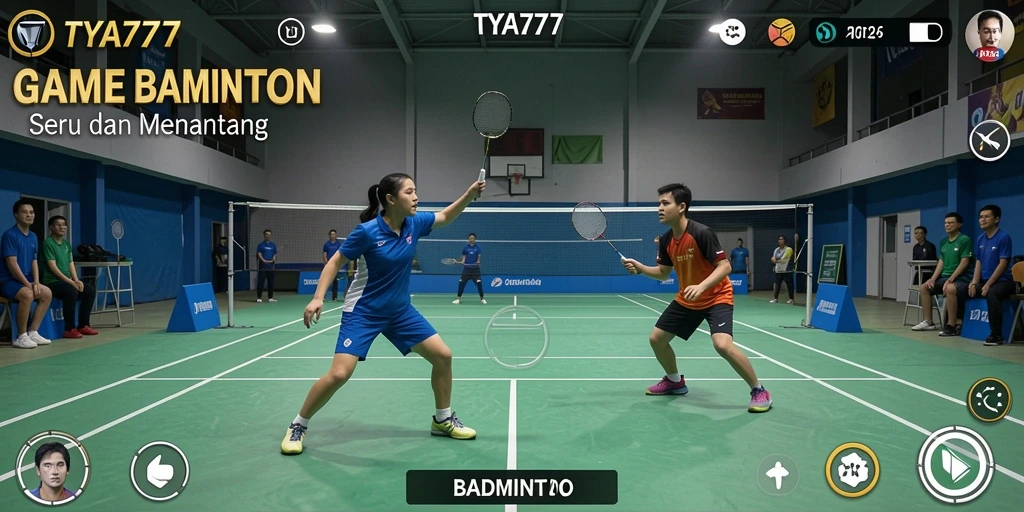 Antarmuka menarik game Badminton TYA777 yang mudah dipahami.